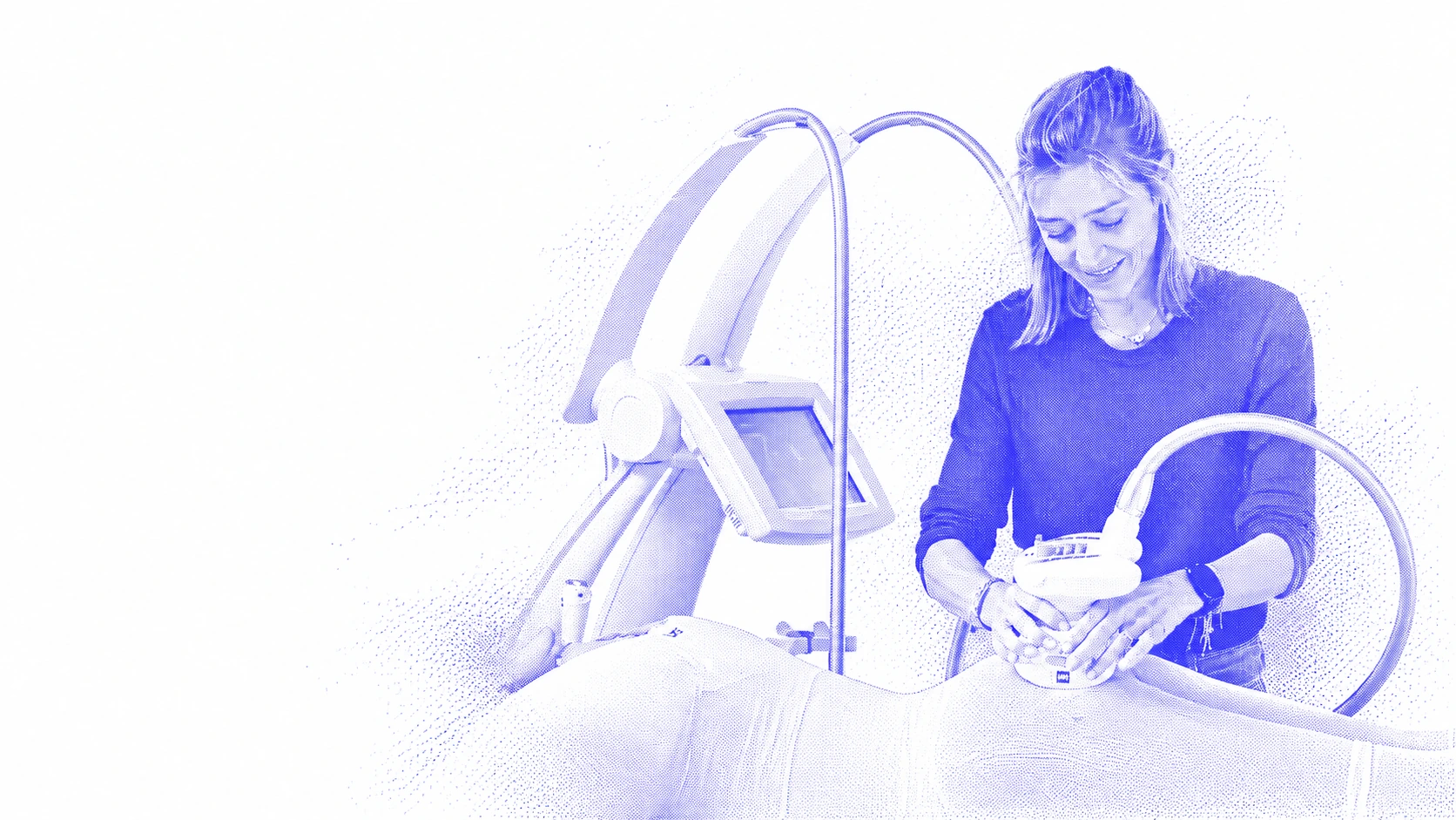 Interprétation graphique bleue d’un soin d’Endermologie® Body Therapy